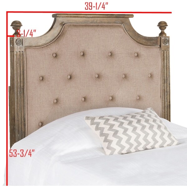 SAFAVIEH Rustic Wood Taupe Tufted Linen Headboard (Twin) - - 16391265