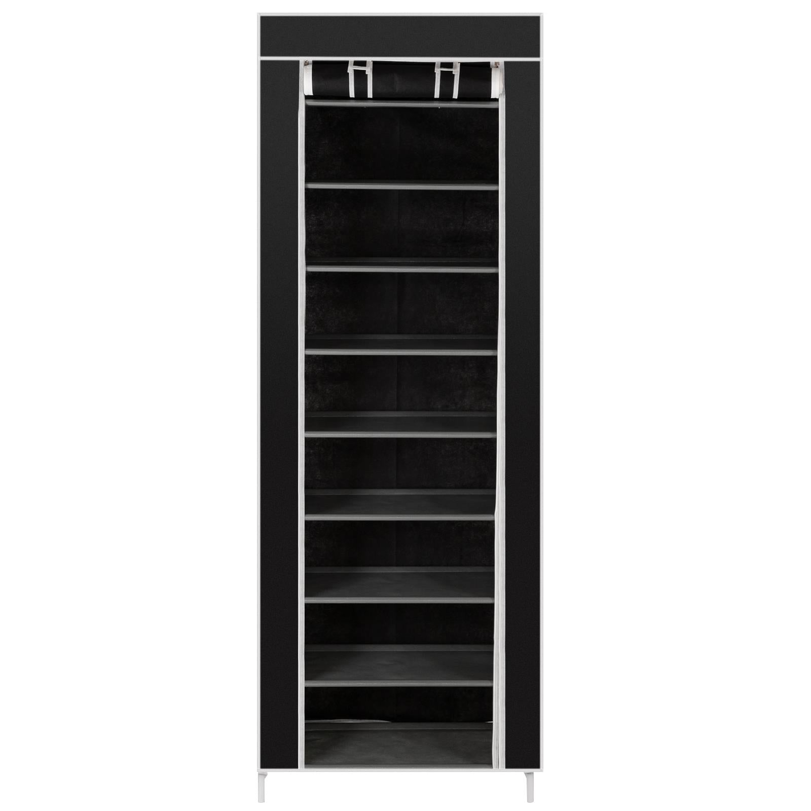 Zimtown 10 Tiers 9 Lattices Shoe Rack Shelf Storage Closet Organizer Cabinet Black