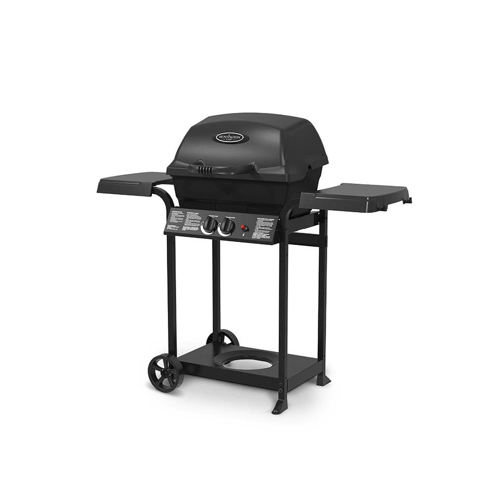 Huntington 2-Burner Cast Aluminum Propane Gas Grill in Black 24025HNT