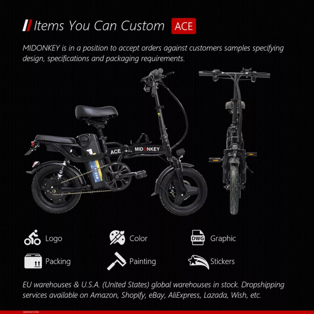 MIDONKEY ACE Folding Ebike Alibaba SuperSeptember On Promotion 14 inch Full Suspension Folding Electric City Bike for Sale