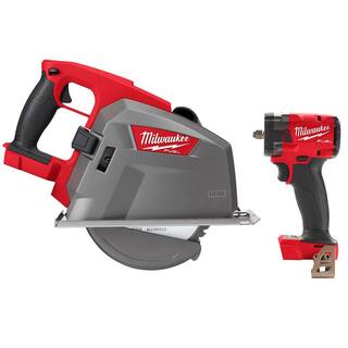 MW M18 FUEL 18-Volt 8 in. Lithium-Ion Brushless Cordless Metal Cutting Circular Saw with M18 Compact 38 in. Impact Wrench 2982-20-2854-20