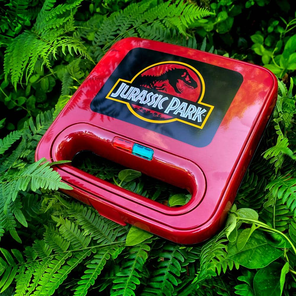 Uncanny Brands Red 900W Jurassic Park Grilled Grilled Cheese Sandwich Maker PP-JUR-JP