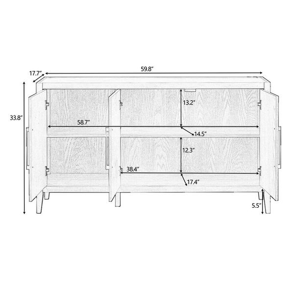 Wooden Storage Cabinet with 3 Metal handles and 3 Doors