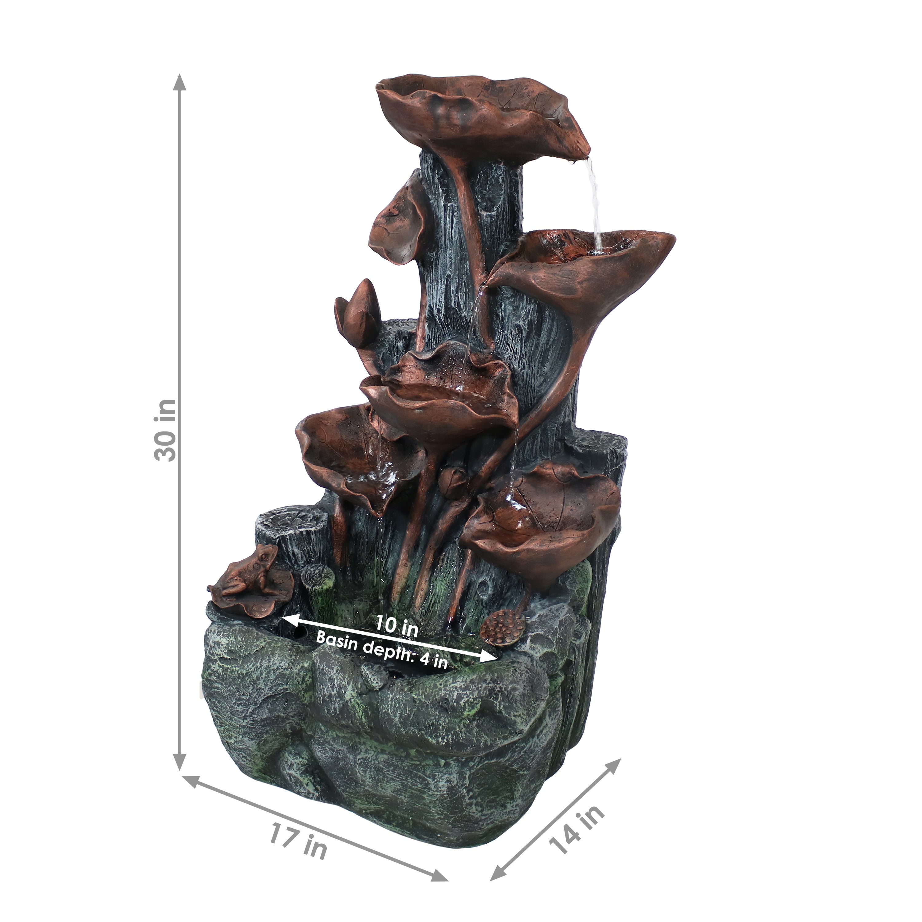 Sunnydaze Outdoor Solar Powered Tiered Driftwood and Flourishing Stem Rock Fountain with LED Light - 29