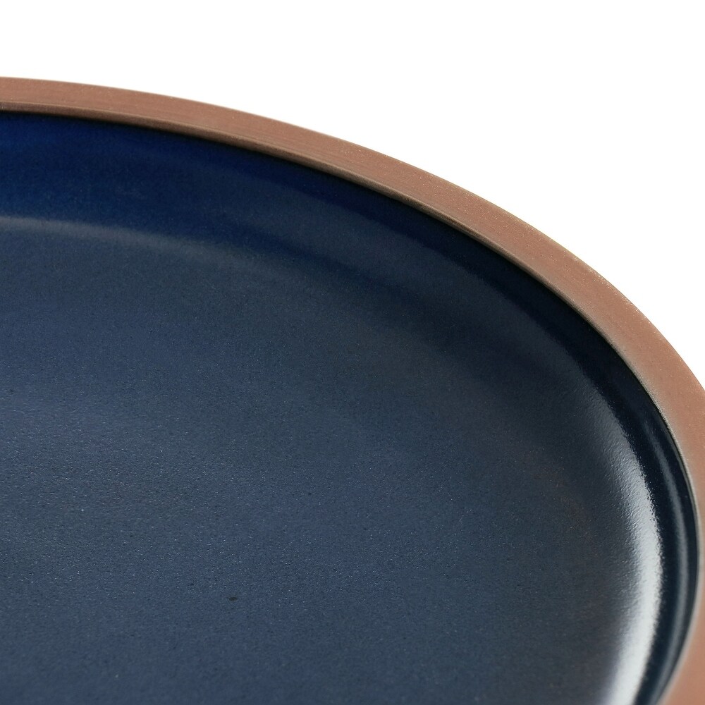 Gibson Elite Dumont 4 Piece Terracotta 10.8in Dinner Plate Set in Dark Blue   4 Piece