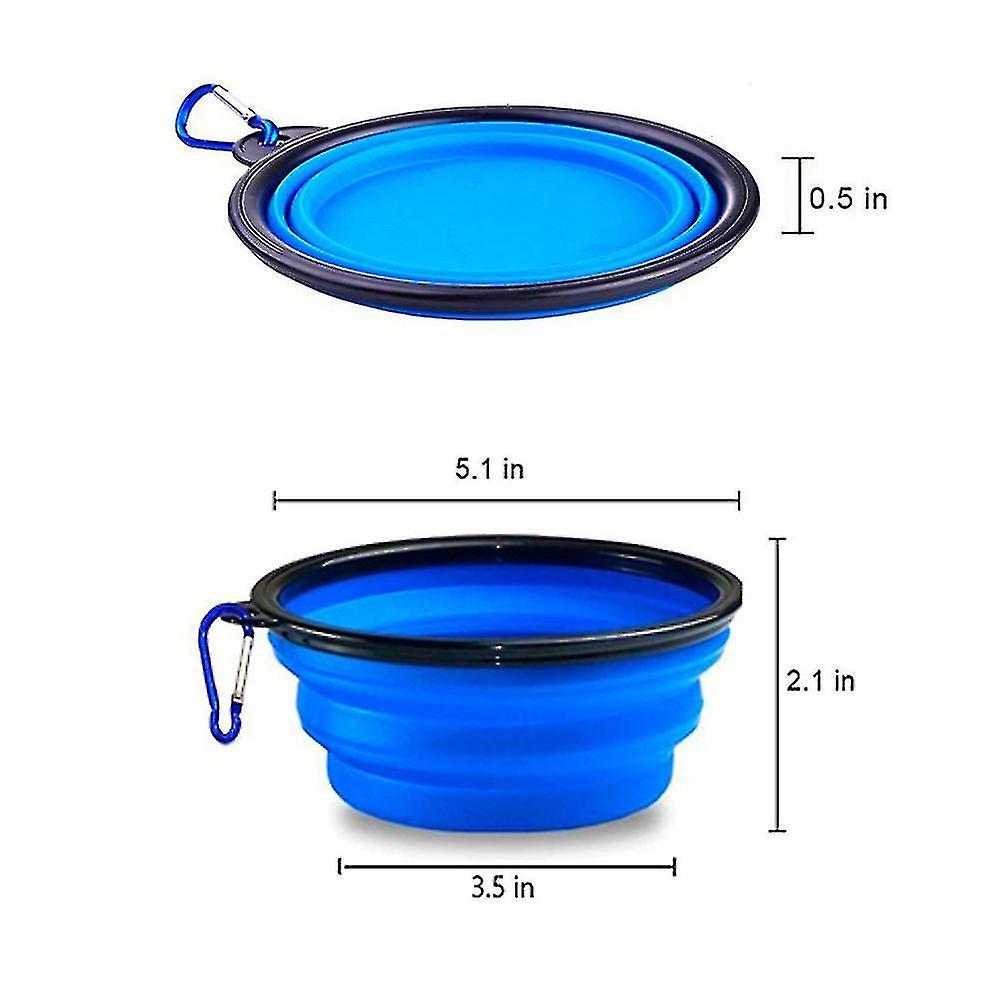 2 Pcs Collapsible Dog Bowls， Travel Dog Cat Water Bowl Portable Foldable Food Dishes With Carabiner