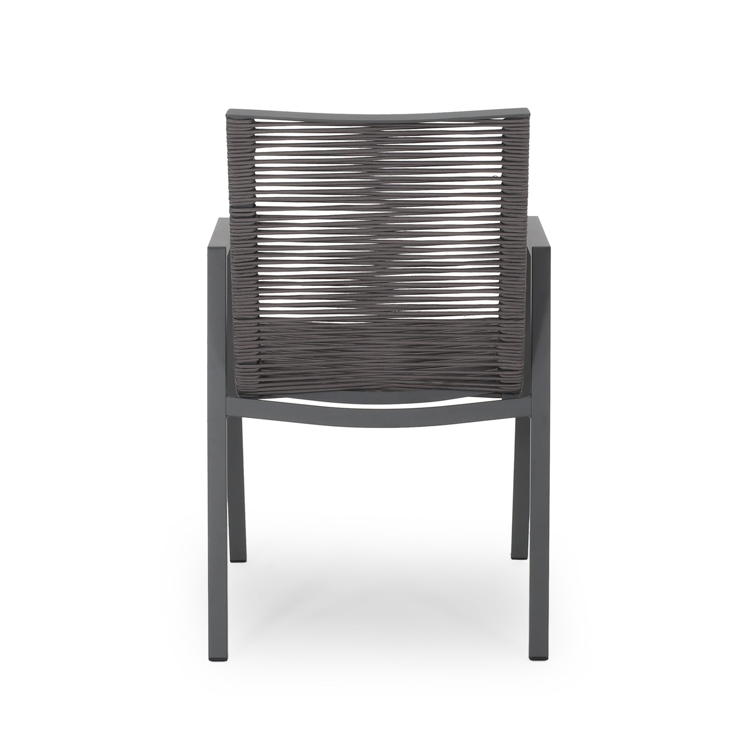 Kalli Outdoor Modern Aluminum Dining Chair with Rope Seat (Set of 2)