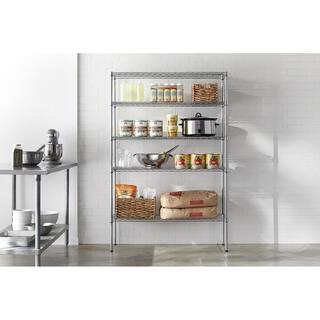 HDX 5-Tier Commercial Grade Heavy Duty Steel Wire Shelving Unit in Chrome (48 in. W x 72 in. H x 18 in. D) HD184872-5ICPS