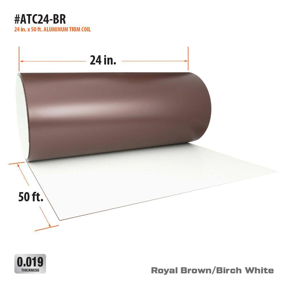 Gibraltar Building Products 24 in. x 50 ft. Royal Brown Over Birch White Aluminum Trim Coil ATC24-BR