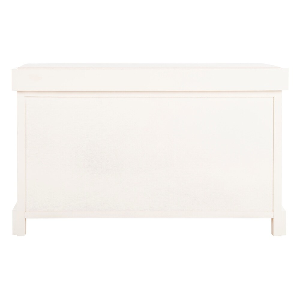 SAFAVIEH Freddy Distressed White Wicker Storage Bench   33.5\