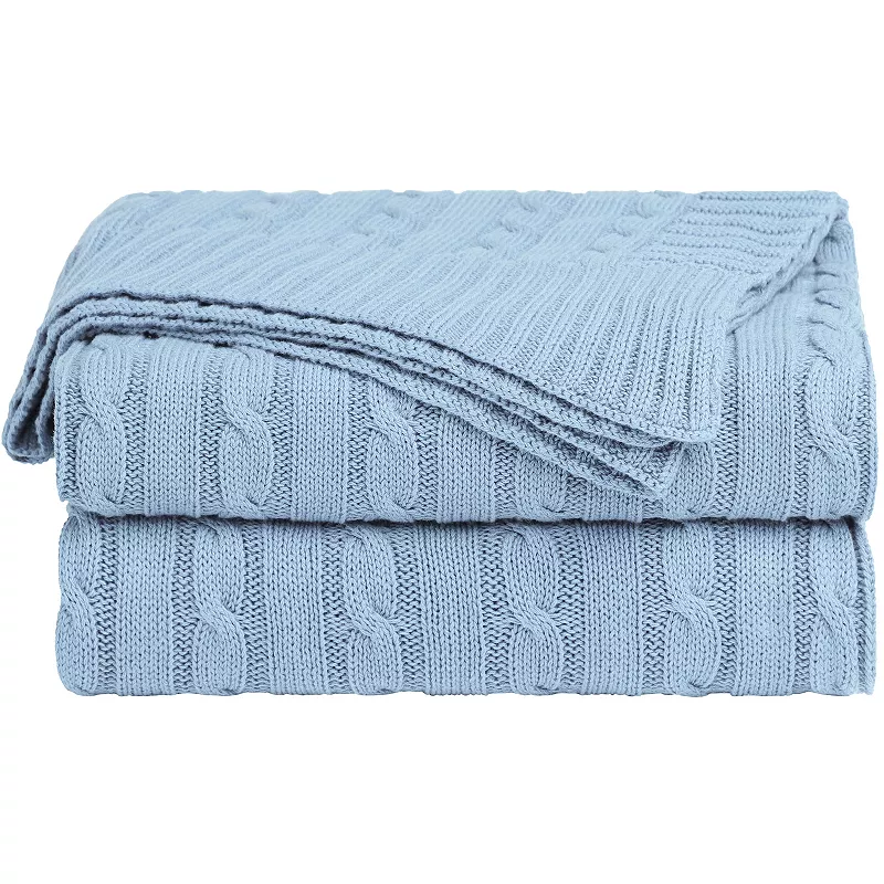 Knit Throw Bedding Blankets Soft 100% Cotton Twin 60x78