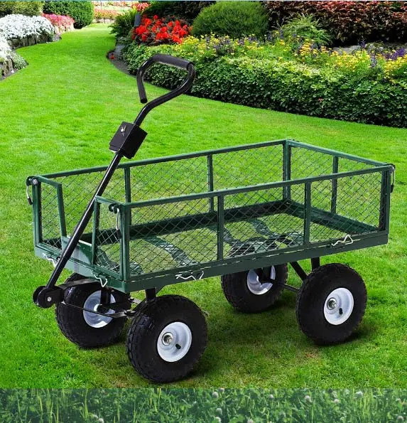 Hot Sale Hand Push 4 Wheel Garden Wagon Tool Cart Handcart