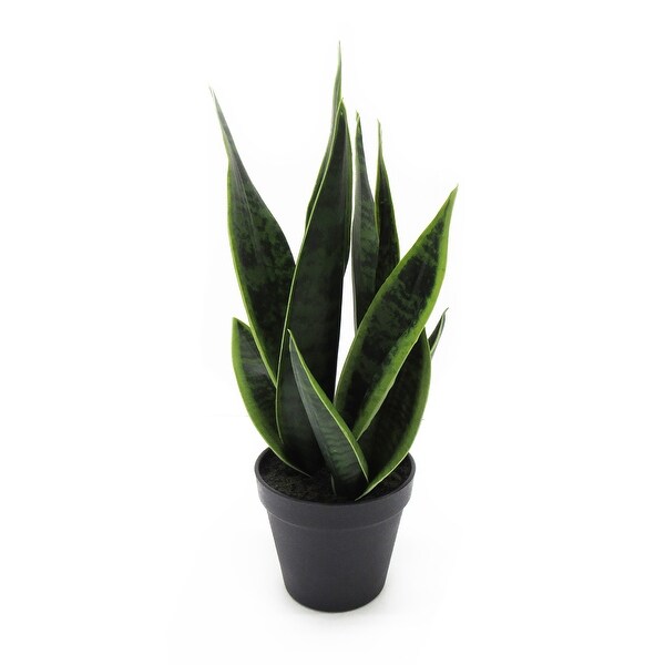 16in Artificial Sansevieria Snake Plant in Black Pot