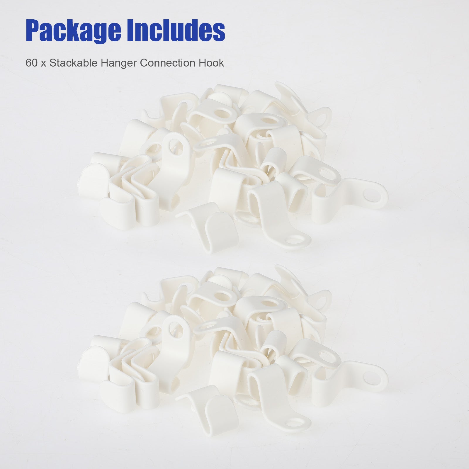 60pcs Clothes Hanger Connector Hooks, EEEkit Hanger Extender Clips, Cascading Hanger Hooks for Bedroom Closet, Heavy Duty Save Space, White