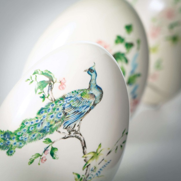 Peacock amp Floral Ceramic Eggs Set Of 3