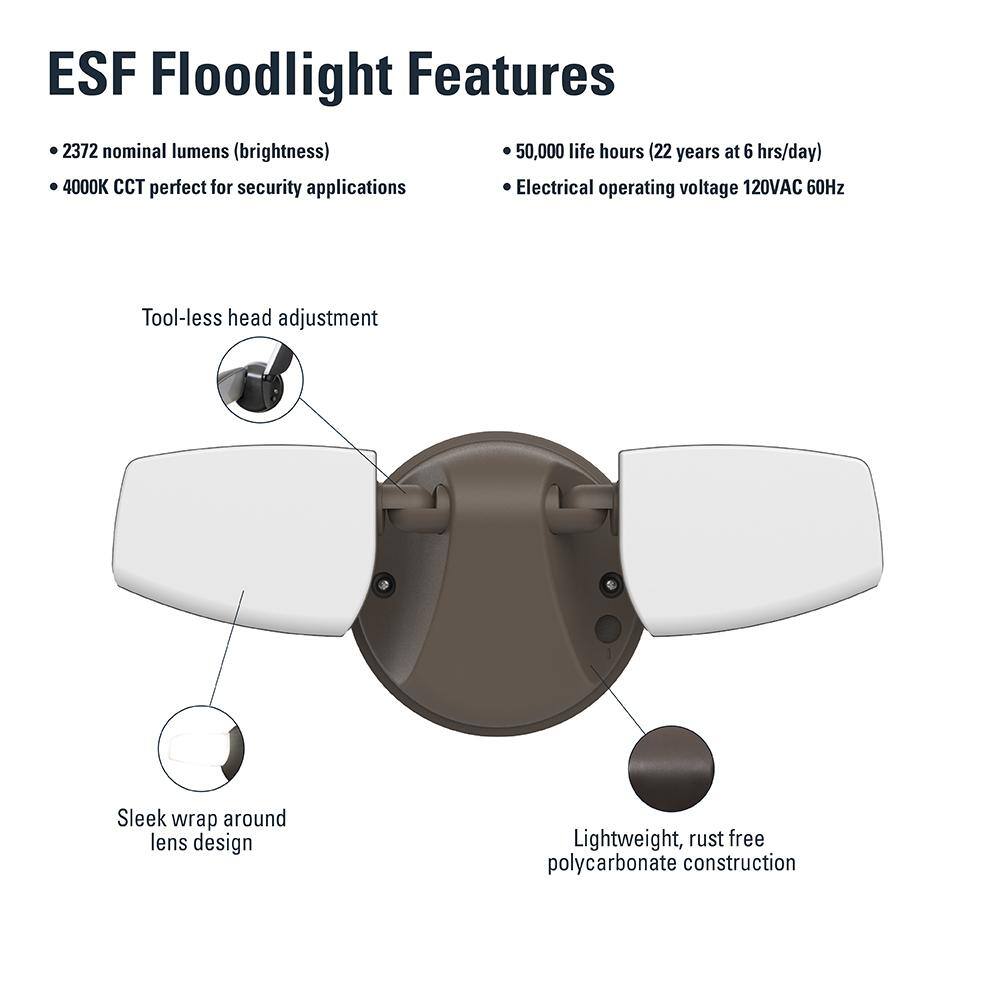 HALO ESF 23.9-Watt 4000K Bronze Outdoor Integrated LED Flood Light ESF2A4FB