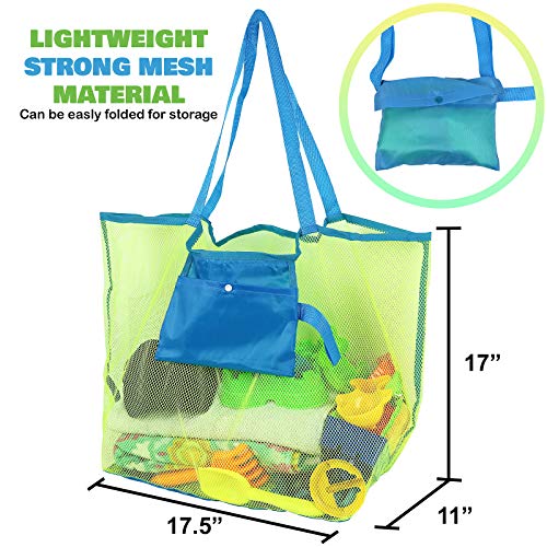 Click N’ Play Colorful Lightweight Mesh Beach Bag with High Capacity for Multipurpose Storage of Toys Food and Towel