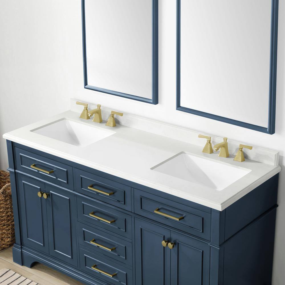 Home Decorators Collection Melpark 60 in. W x 22 in. D x 34.5 in. H Bath Vanity in Grayish Blue with White Cultured Marble Top Melpark 60GB