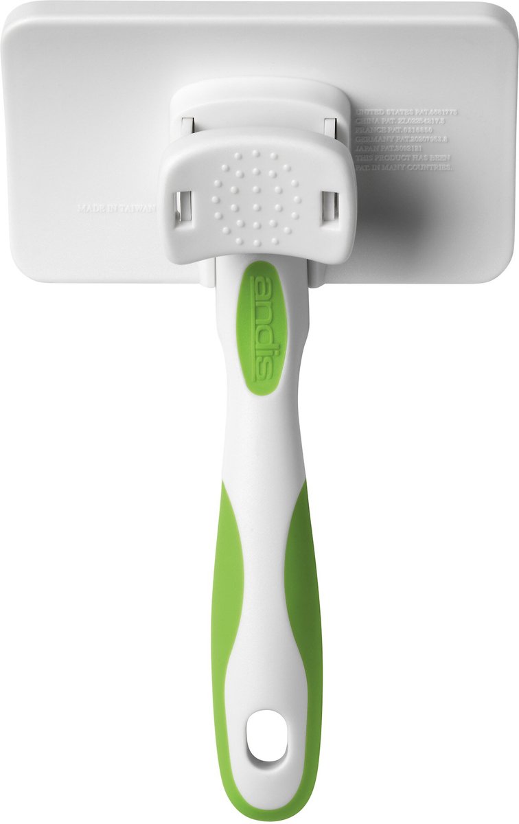 Andis Self-Cleaning Slicker Brush， Green/White