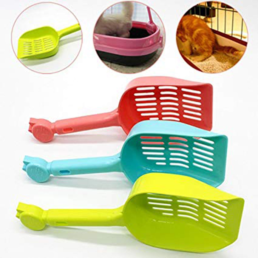 TureClos Candy Color Cat Sand Shovel Hollow Out Litter Scoop Plastic Scooper Pet Long Handle Cleaning Tool