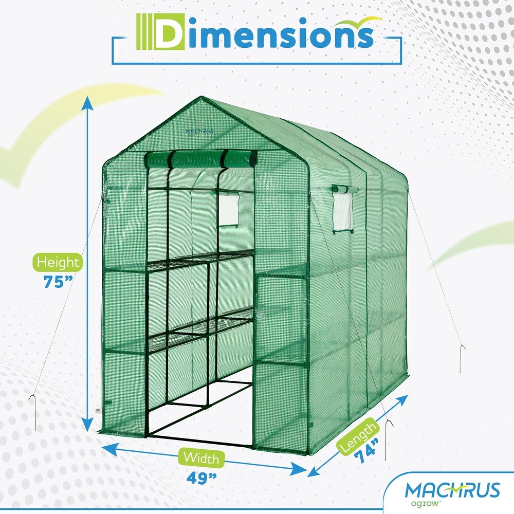 Machrus Ogrow Deluxe Walk In Greenhouse with Green Cover