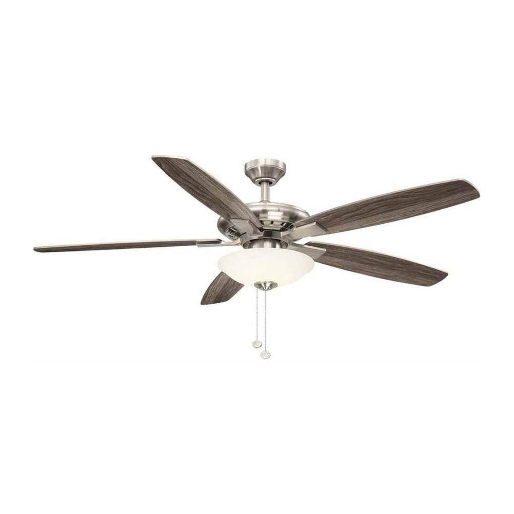 Hampton Bay Menage 56 in. Integrated LED Indoor Low Profile Brushed Nickel Ceiling Fan with Light Kit 14660