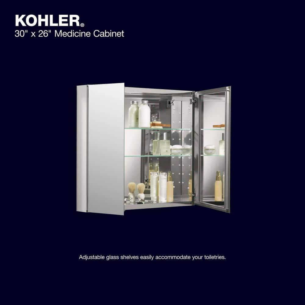 KOHLER CLC 30 in x 26 in RecessedSurface Mount Soft Close Medicine Cabinet with Mirrored Door