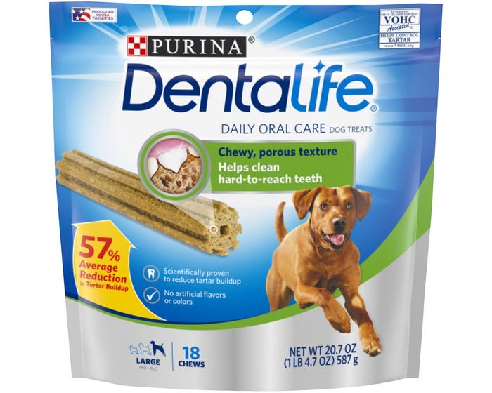 Purina DentaLife Large Dog Dental Chews， Daily， 18 ct. Pouch