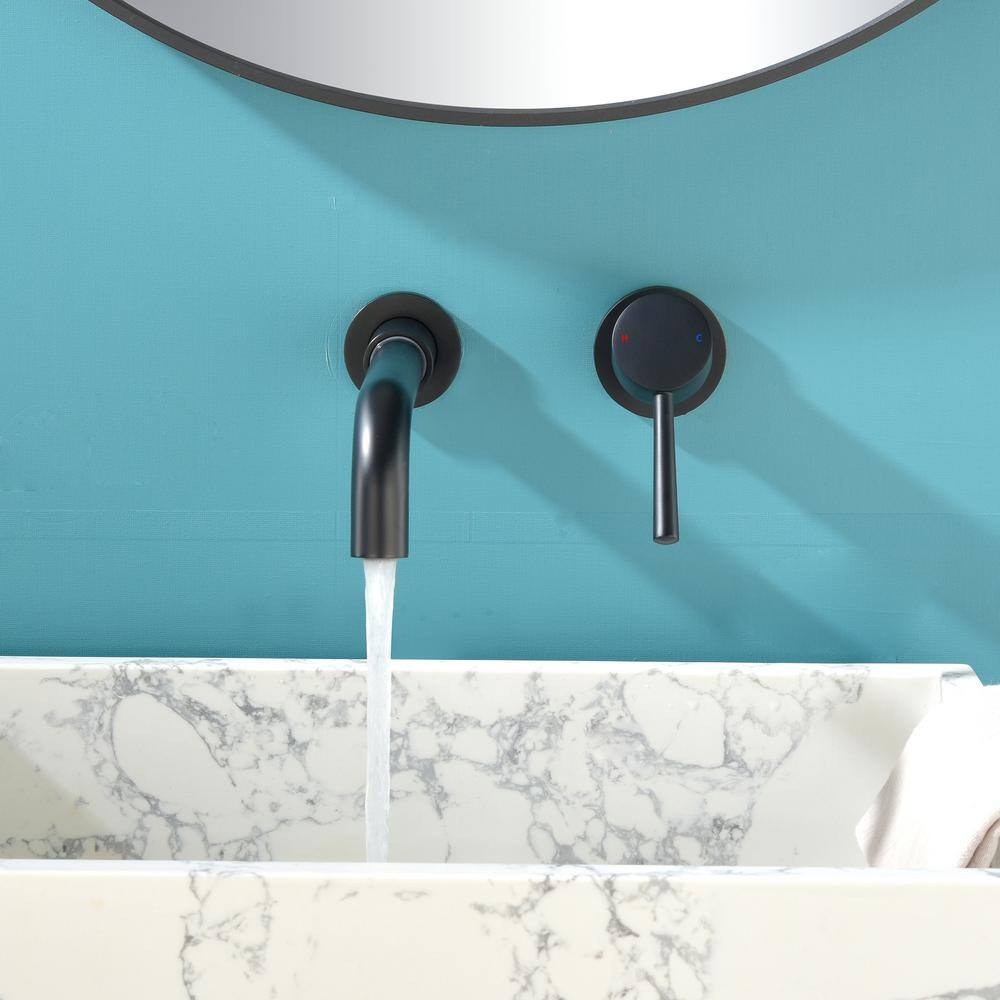 Miscool Single Handle Wall Mounted Bathroom Faucet in Matte Black FANKHD10G0909L