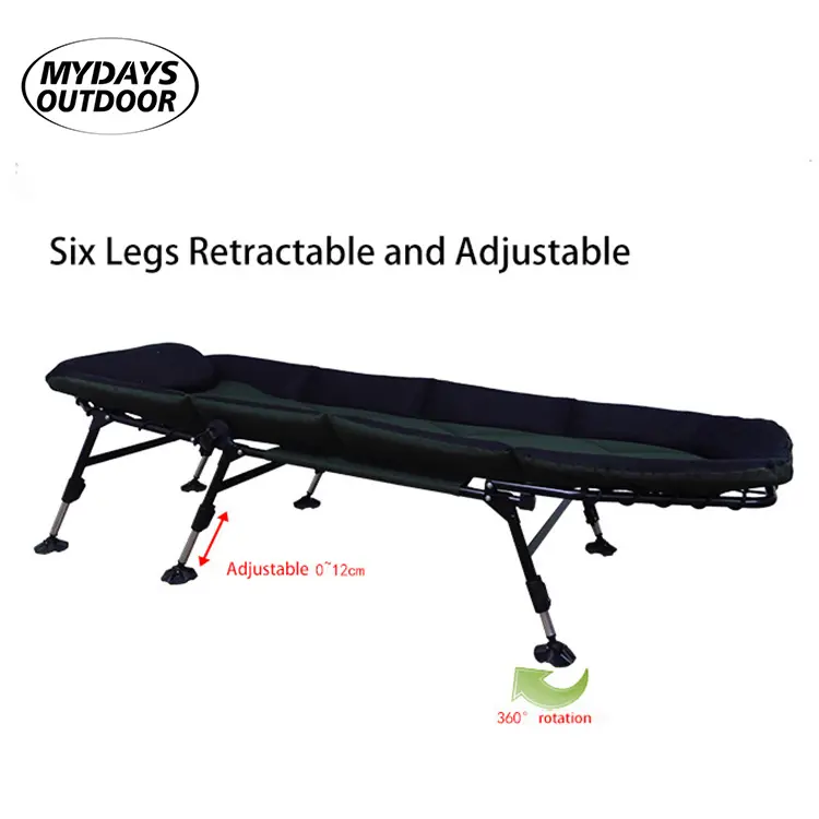 Mydays Outdoor Foldable Portable Oversized 76inch Heavy Duty Adult Sleeping Camp Padded Cot Bed for Camping Fishing Hiking