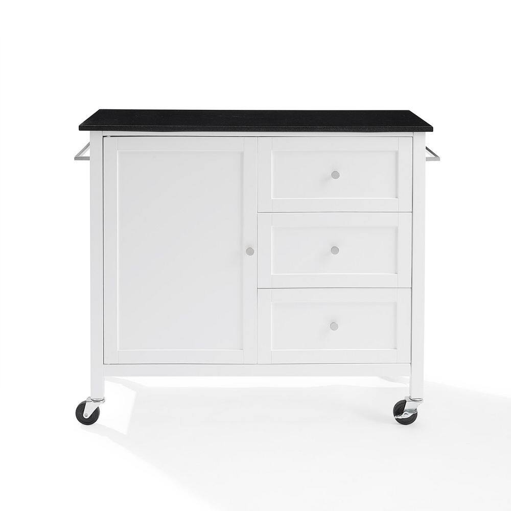 CROSLEY FURNITURE Soren White Kitchen Island with Black Granite Top KF30090BG-WH