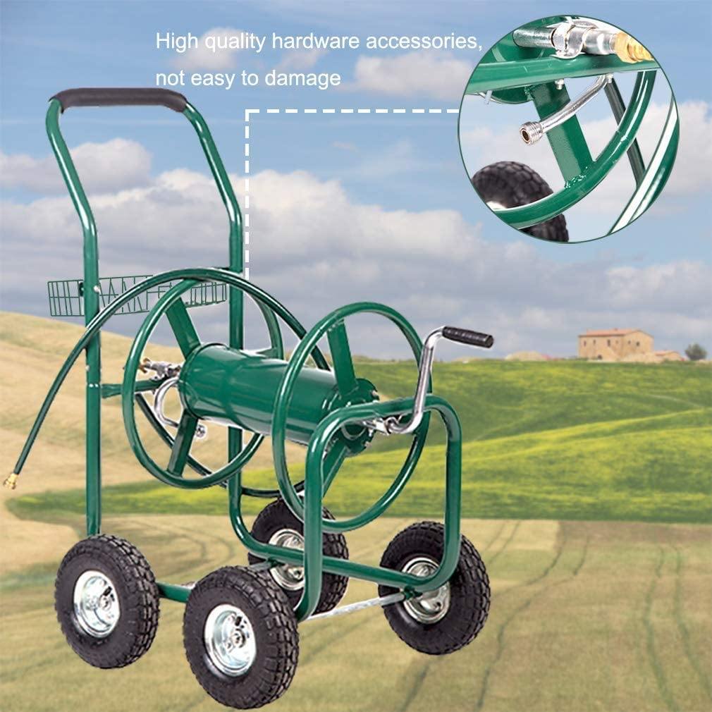 YRLLENSDAN Garden Hose Reel Cart with Wheels， Holds 300-Feet of 5/8