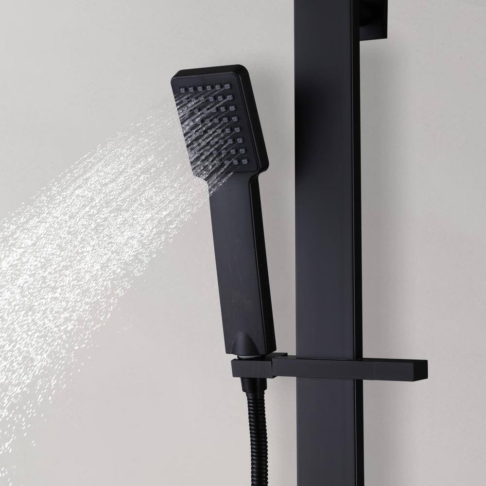 Satico 2-spray Square 9 in. Wall Mounted Shower Faucet System in Matte Black MBSS0006RB