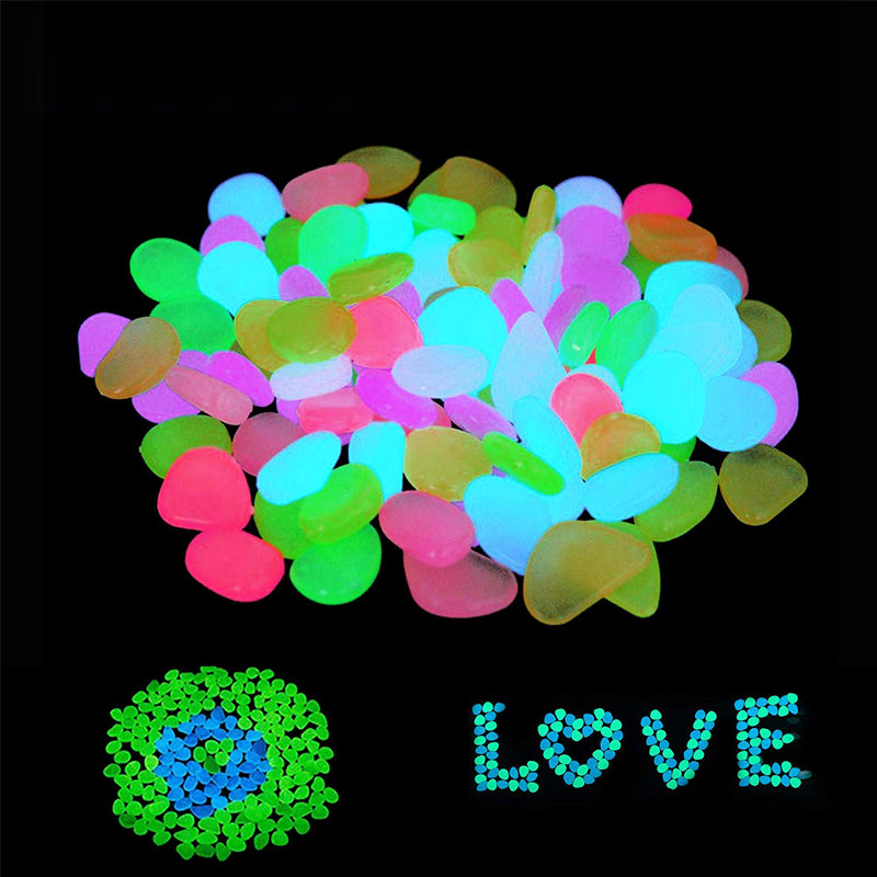 100pcs/Bag Luminous Pebbles Glow in the Dark Stones Rocks for Home Fish Tank Garden Outdoor Walkway Decor