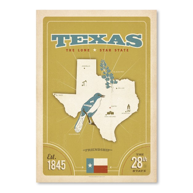 Americanflat Vintage State Pride Texas By Anderson Design Group Art Print