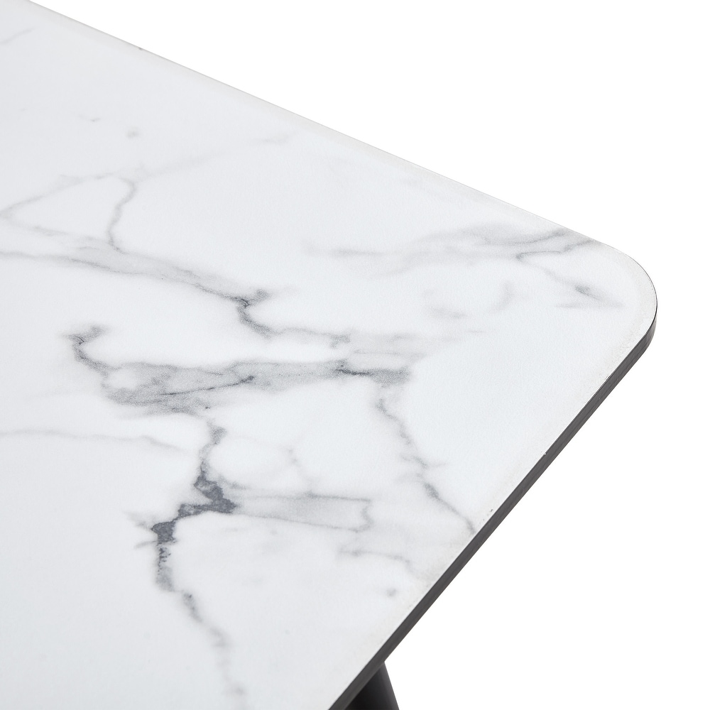 Mieres Modern Simple Faux Marble Dining Table   N/A