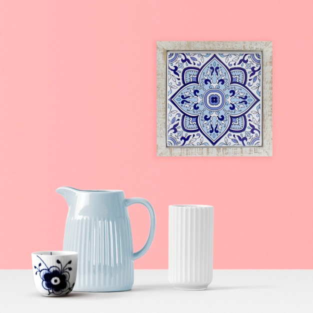 Blue And White Floral Tile Wall Decor