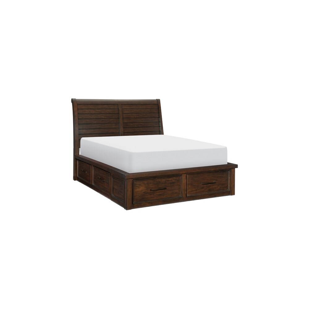 Salma 4 Piece Brown Modern Storage Sleigh Platform Bedroom Set