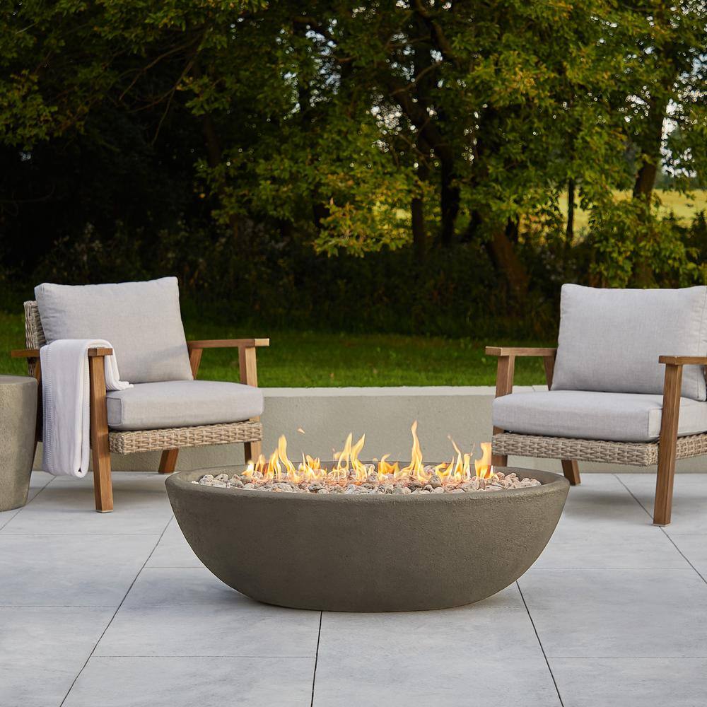 Real Flame Riverside 48 in. x 15 in. Oval MGO Propane Fire Pit in Glacier Gray 590LP-GLG