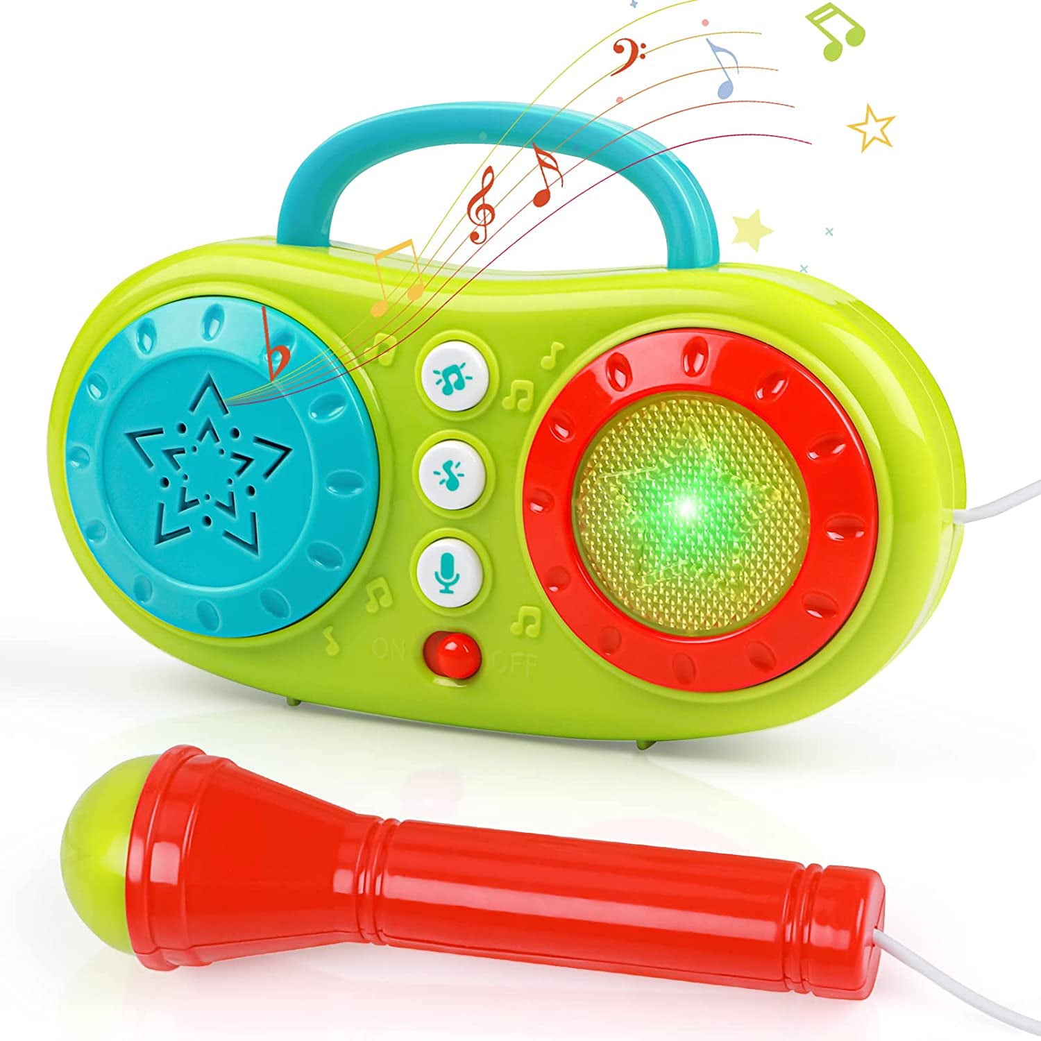 VATOS Baby Musical Toys， Mini Portable Singing Machine Karaoke for Toddler with Microphone， Recording N Repeating， Early Educational Toy Birthday Gift for Babies Toddlers Kids Boys and Girls Age 2-5