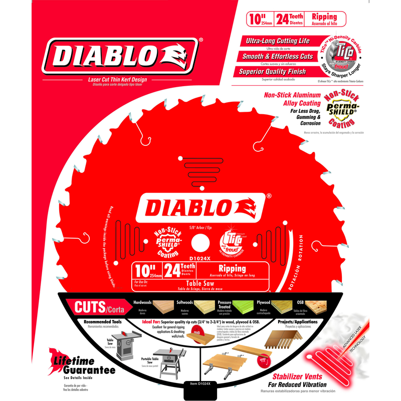 Diablo 10 in. D X 5/8 in. Carbide Tip Ripsaw Blade 24 teeth 1 pc