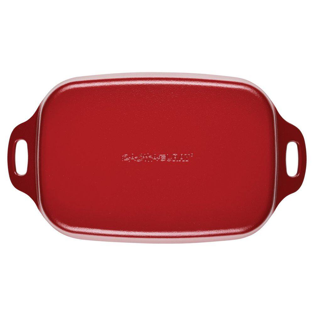 Rachael Ray Nitro Cast Iron 9 in. x 13 in. Red Rectangle Cast Iron Roasting Pan 48684