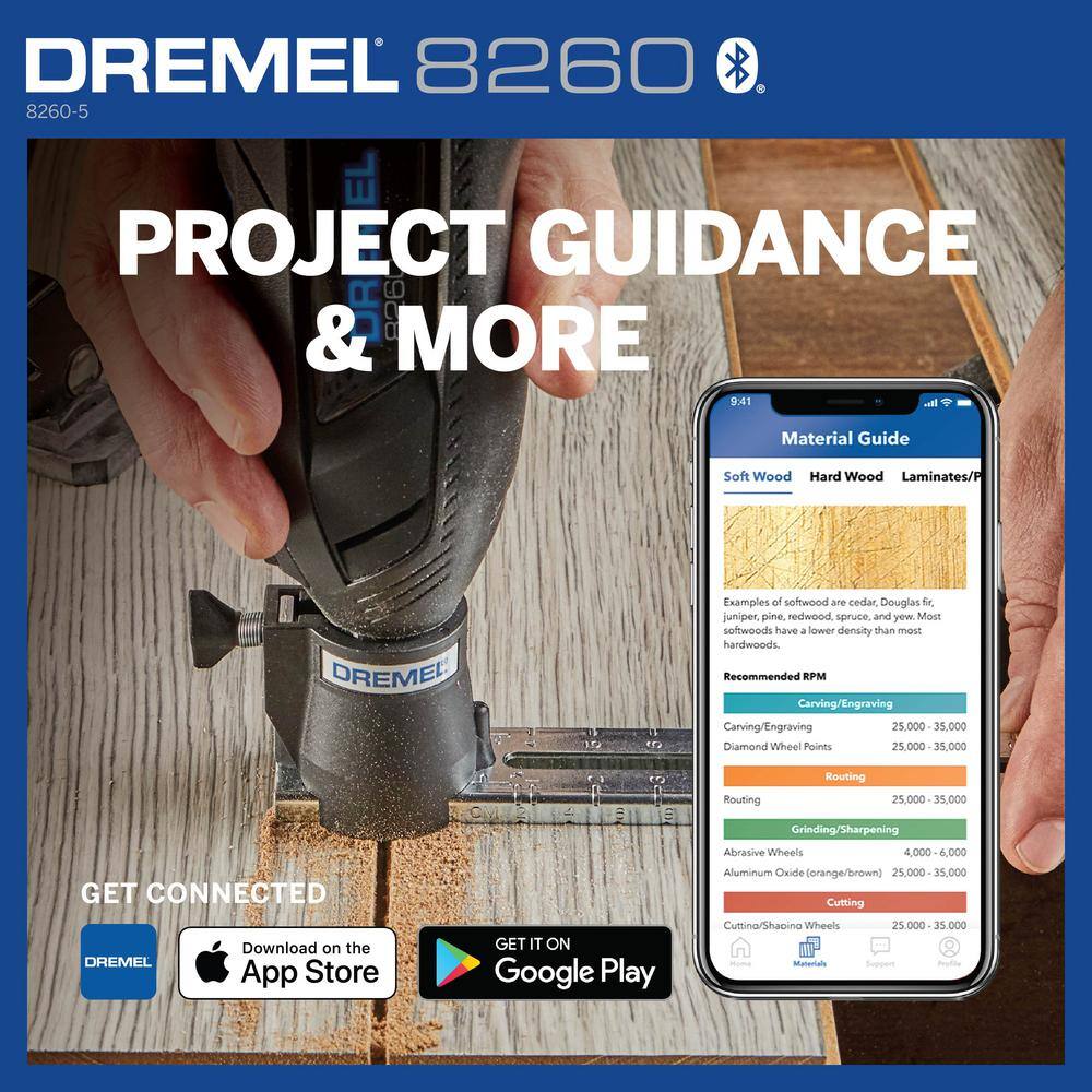 Dremel 8260 12VLi-Ion Variable Speed Cordless Smart Rotary Tool with Brushless Motor5 accessories3Ah BatteryChargerTool Bag 8260-5