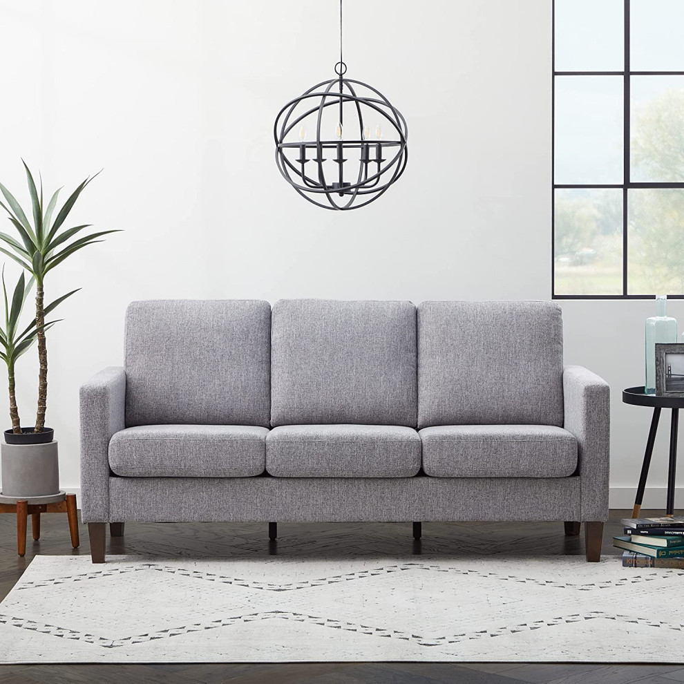 Modern 3 Seater Sofa  Tapered Legs With Cushioned Seat  ampTrack Arms   Midcentury   Sofas   by Declusia  Houzz