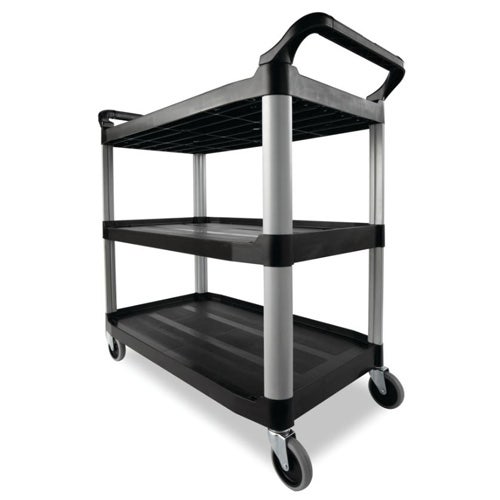 Rubbermaid FG409100BLA Xtra Three-Shelf Plastic Utility Cart， Black