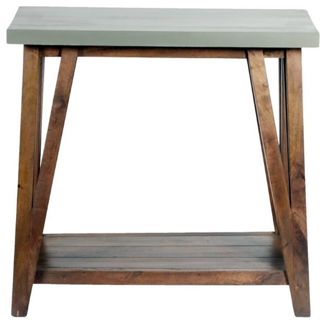 Alaterre Furniture Brookside 30 quotWood with Concrete Coating Console/Media Table   Industrial   Console Tables   by Bolton Furniture  Inc.  Houzz