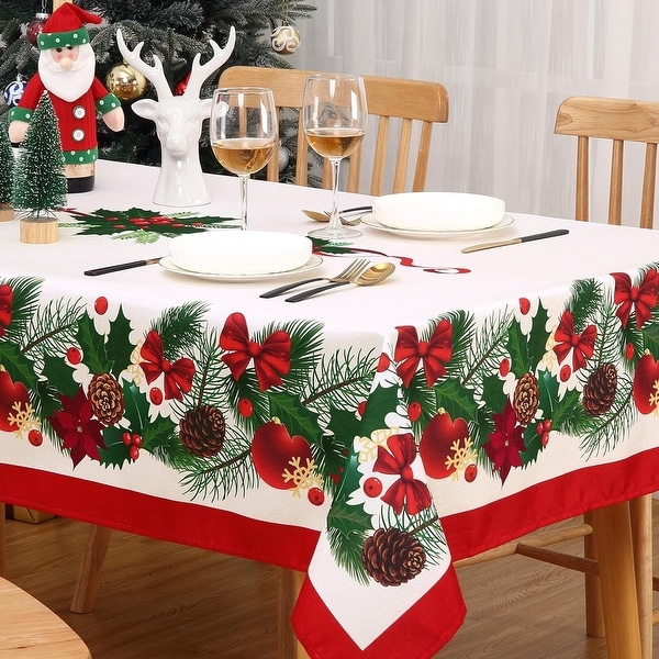 Christmas Tablecloth，Christmas Decorations for Home Indoor Table Decor Table Cloths Rectangle 60 x 120 Inch