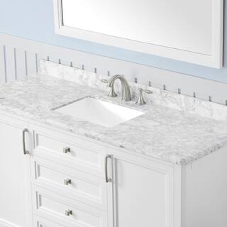 Home Decorators Collection Sandon 60 in. W x 22 in. D x 34.5 in. H Single Sink Bath Vanity in White with White Carrara Marble Top Sandon 60W