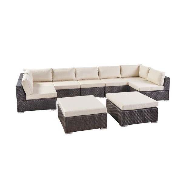 Santa Rosa Outdoor 7 Seater Wicker Sectional Sofa Set with Cushions by Christopher Knight Home