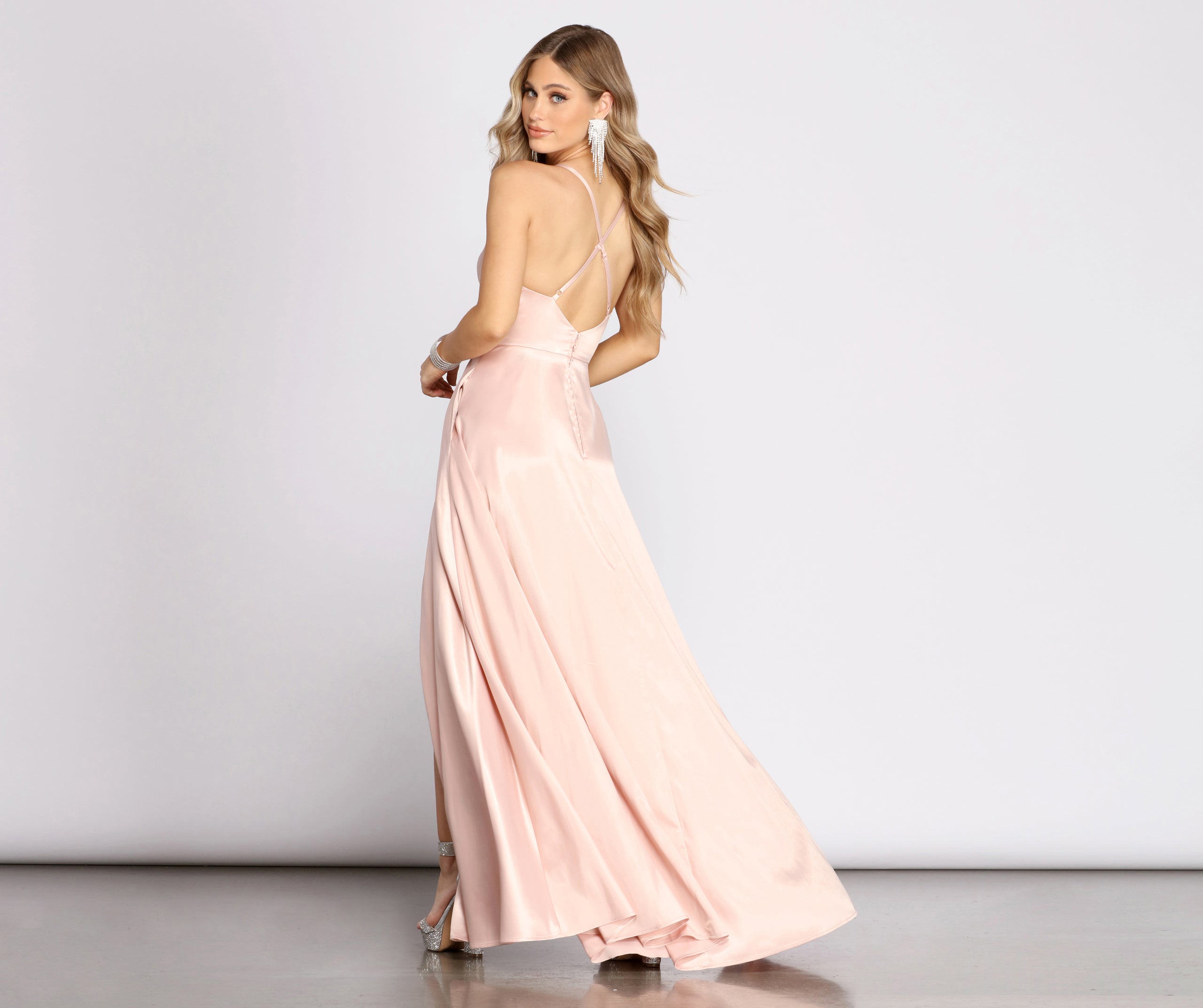 Eloise Cowl Neck Cross Back A-Line Dress